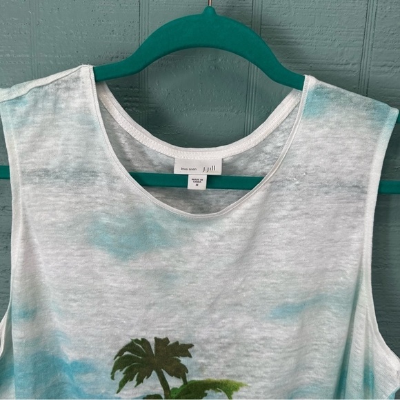 J.Jill 100% Linen Sleeveless Beach Scene Tank Size Medium - Picture 4 of 5